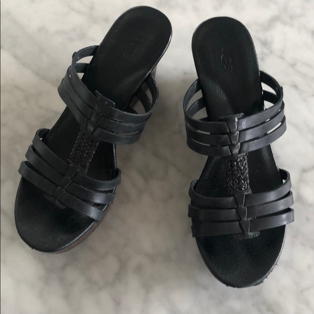 Ugg black leather sandals 7.5